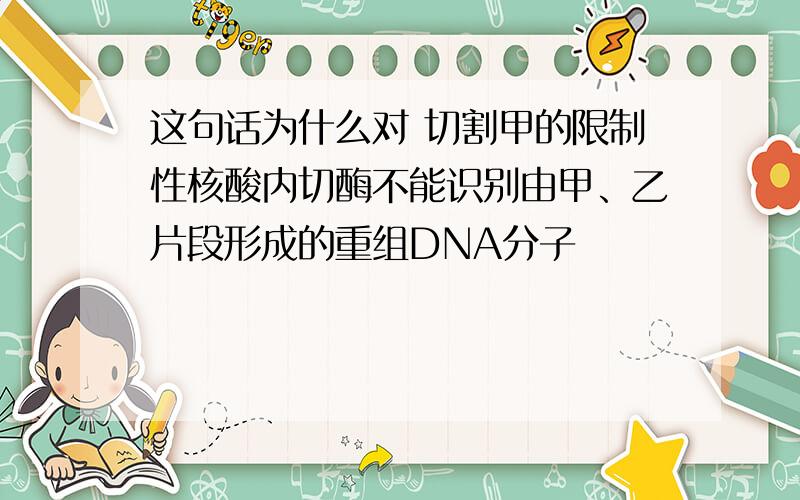 这句话为什么对 切割甲的限制性核酸内切酶不能识别由甲、乙片段形成的重组DNA分子