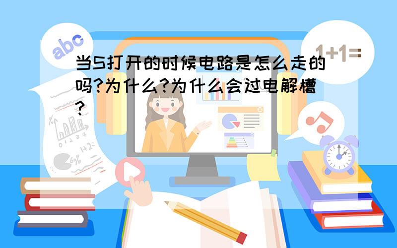 当S打开的时候电路是怎么走的吗?为什么?为什么会过电解槽?