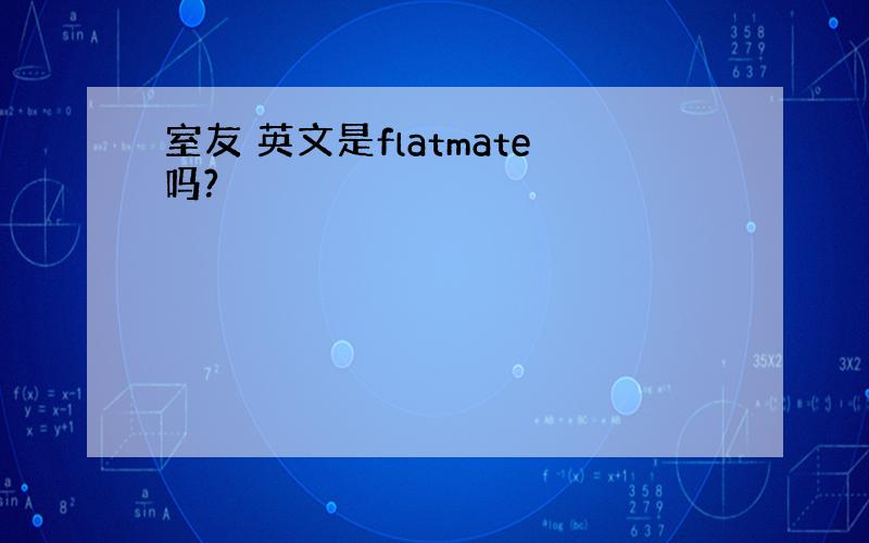 室友 英文是flatmate吗?