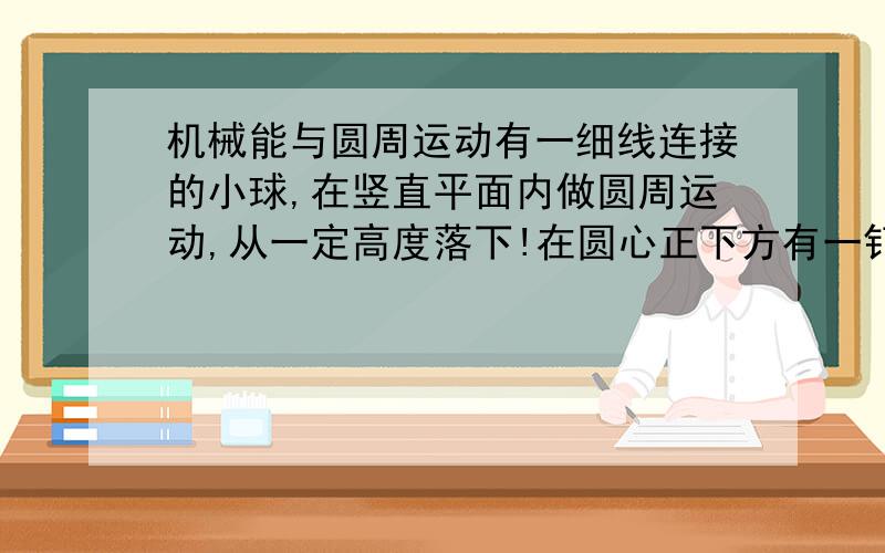 机械能与圆周运动有一细线连接的小球,在竖直平面内做圆周运动,从一定高度落下!在圆心正下方有一钉子,细声达到上面后改变了圆