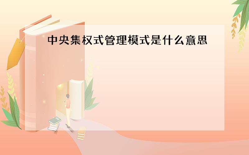 中央集权式管理模式是什么意思