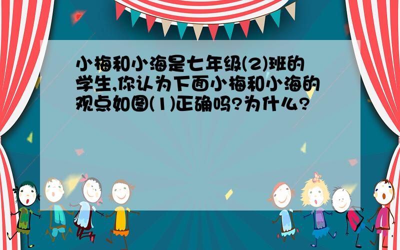 小梅和小海是七年级(2)班的学生,你认为下面小梅和小海的观点如图(1)正确吗?为什么?