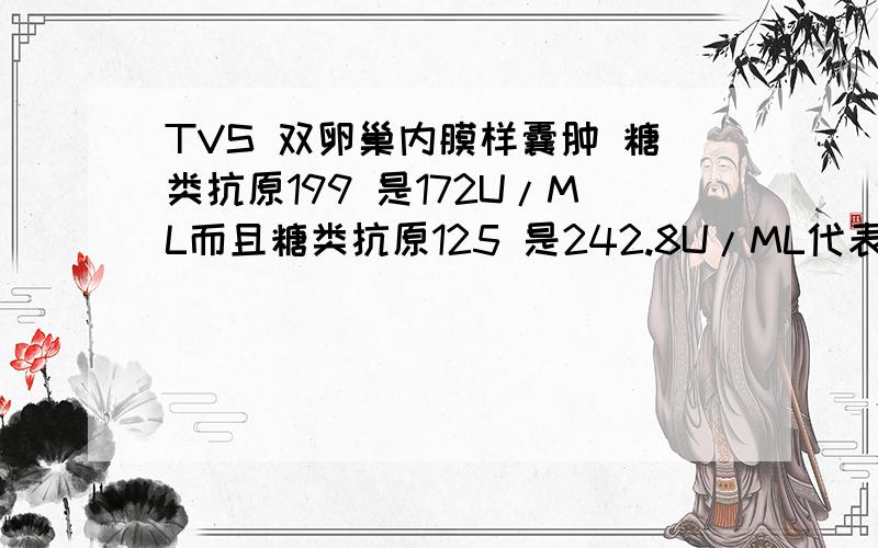 TVS 双卵巢内膜样囊肿 糖类抗原199 是172U/ML而且糖类抗原125 是242.8U/ML代表什么?