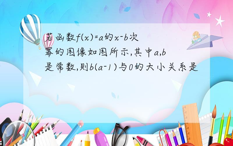 若函数f(x)=a的x-b次幂的图像如图所示,其中a,b是常数,则b(a-1)与0的大小关系是