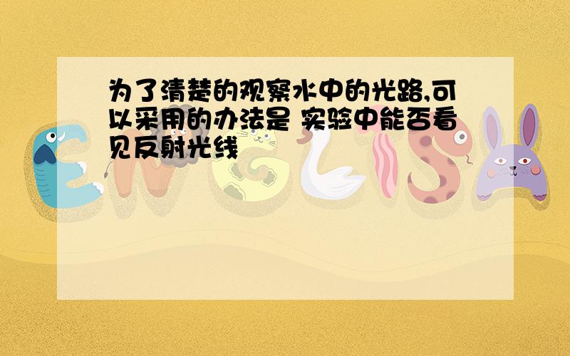 为了清楚的观察水中的光路,可以采用的办法是 实验中能否看见反射光线