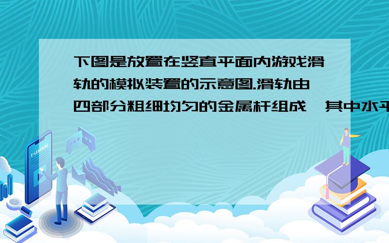 下图是放置在竖直平面内游戏滑轨的模拟装置的示意图.滑轨由四部分粗细均匀的金属杆组成,其中水平直轨AB与倾斜直轨CD的长度