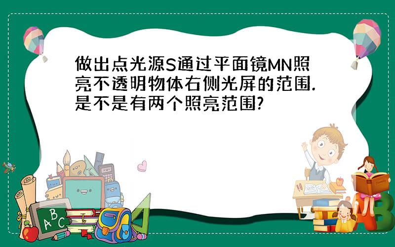 做出点光源S通过平面镜MN照亮不透明物体右侧光屏的范围.是不是有两个照亮范围?