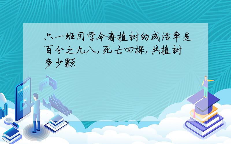 六一班同学今春植树的成活率是百分之九八,死亡四棵,共植树多少颗