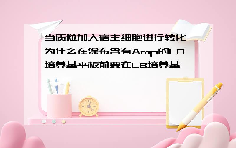 当质粒加入宿主细胞进行转化,为什么在涂布含有Amp的LB培养基平板前要在LB培养基