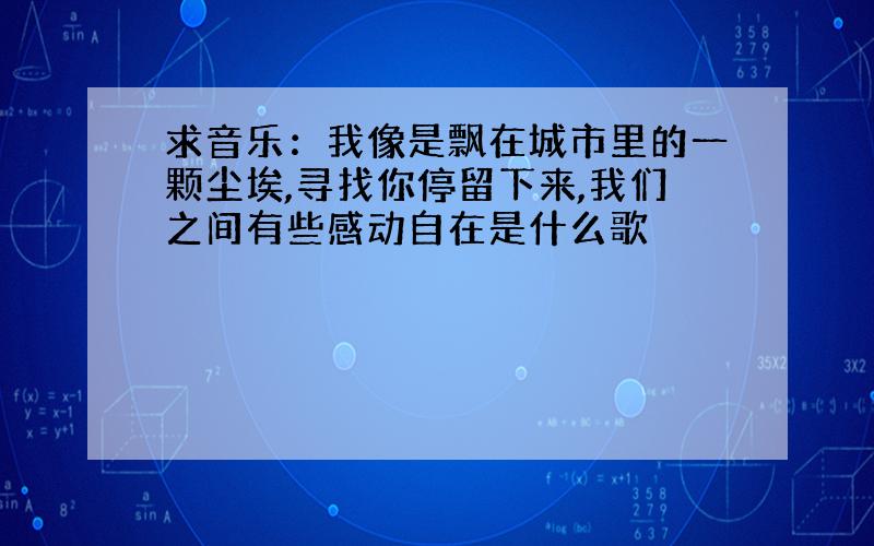 求音乐：我像是飘在城市里的一颗尘埃,寻找你停留下来,我们之间有些感动自在是什么歌