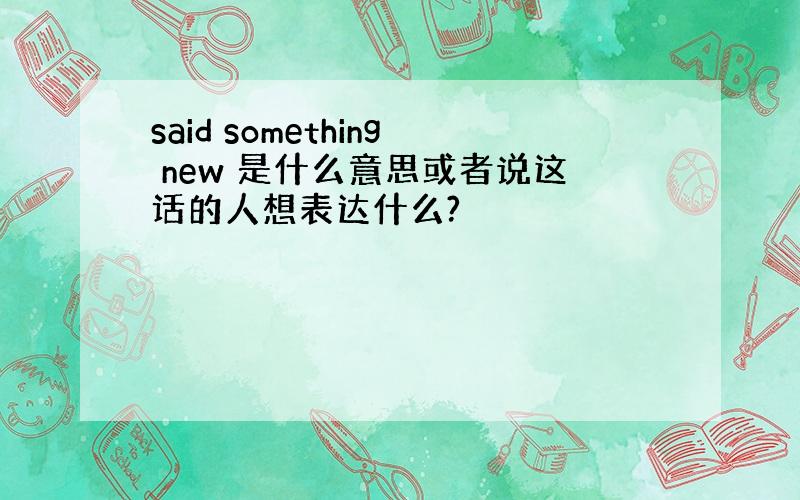 said something new 是什么意思或者说这话的人想表达什么?