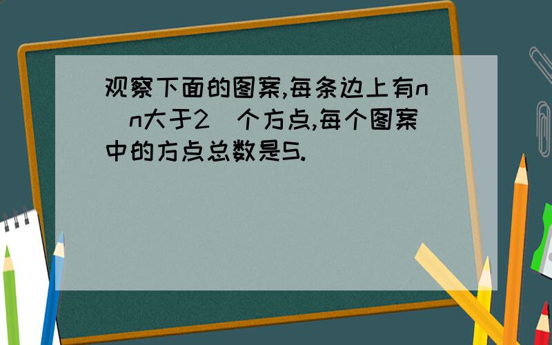 观察下面的图案,每条边上有n(n大于2)个方点,每个图案中的方点总数是S.