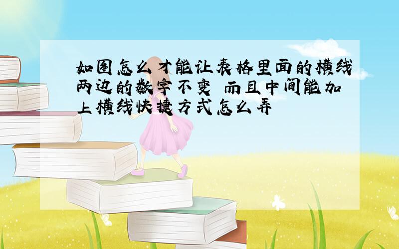 如图怎么才能让表格里面的横线两边的数字不变 而且中间能加上横线快捷方式怎么弄