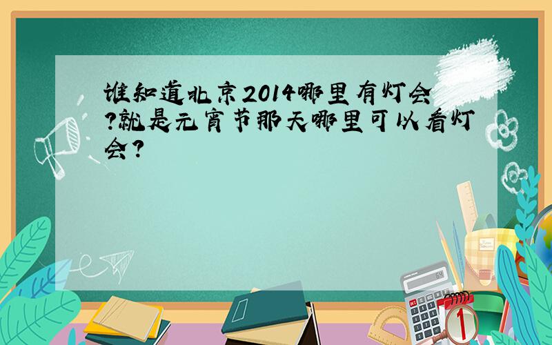 谁知道北京2014哪里有灯会?就是元宵节那天哪里可以看灯会?