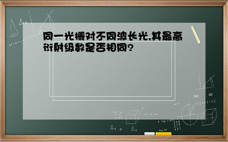 同一光栅对不同波长光,其最高衍射级数是否相同?