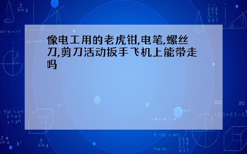 像电工用的老虎钳,电笔,螺丝刀,剪刀活动扳手飞机上能带走吗