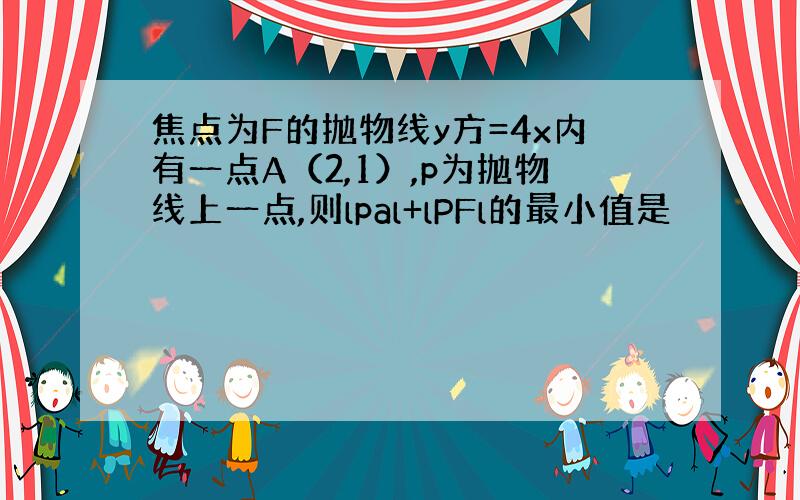 焦点为F的抛物线y方=4x内有一点A（2,1）,p为抛物线上一点,则lpal+lPFl的最小值是