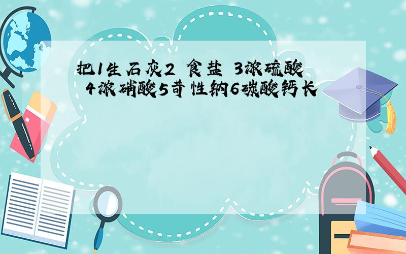 把1生石灰2 食盐 3浓硫酸 4浓硝酸5苛性钠6碳酸钙长