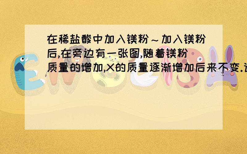 在稀盐酸中加入镁粉～加入镁粉后,在旁边有一张图,随着镁粉质量的增加,X的质量逐渐增加后来不变.请问这种物质是氯化镁还是氢