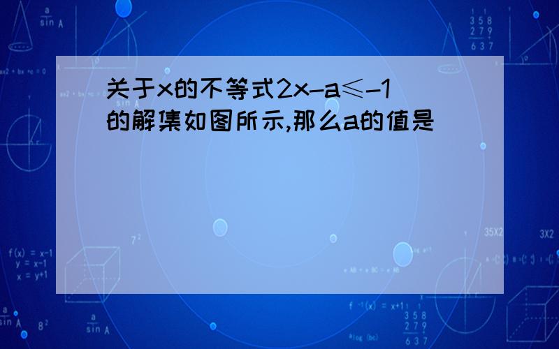 关于x的不等式2x-a≤-1的解集如图所示,那么a的值是