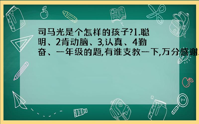 司马光是个怎样的孩子?1.聪明、2肯动脑、3,认真、4勤奋、一年级的题,有谁支教一下,万分感谢!