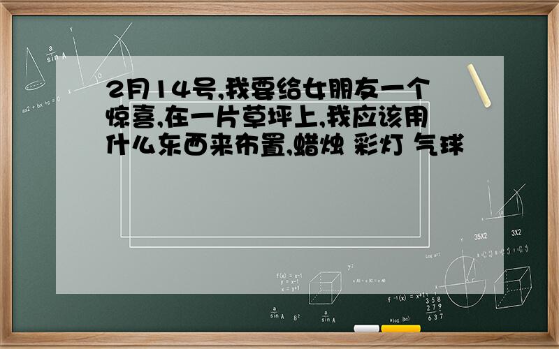 2月14号,我要给女朋友一个惊喜,在一片草坪上,我应该用什么东西来布置,蜡烛 彩灯 气球