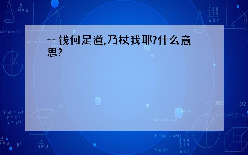 一钱何足道,乃杖我耶?什么意思?