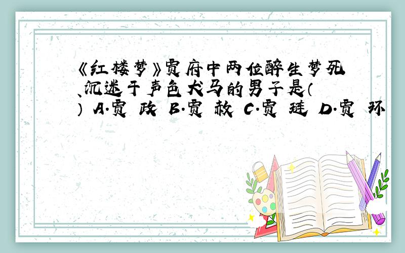 《红楼梦》贾府中两位醉生梦死、沉迷于声色犬马的男子是（ ） A.贾 政 B.贾 赦 C.贾 琏 D.贾 环