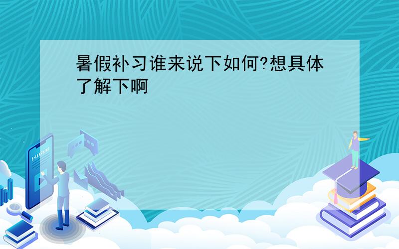 暑假补习谁来说下如何?想具体了解下啊