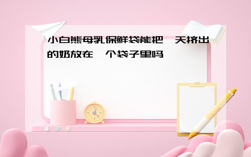 小白熊母乳保鲜袋能把一天挤出的奶放在一个袋子里吗