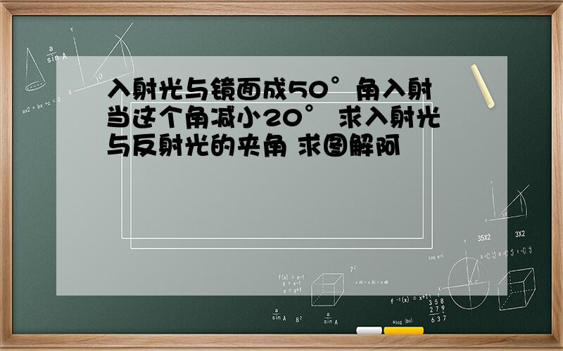 入射光与镜面成50°角入射 当这个角减小20° 求入射光与反射光的夹角 求图解阿