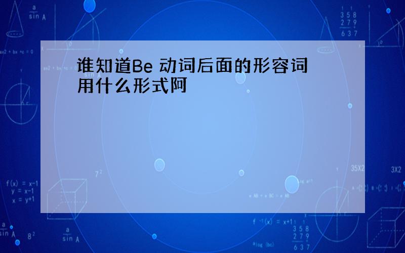 谁知道Be 动词后面的形容词用什么形式阿