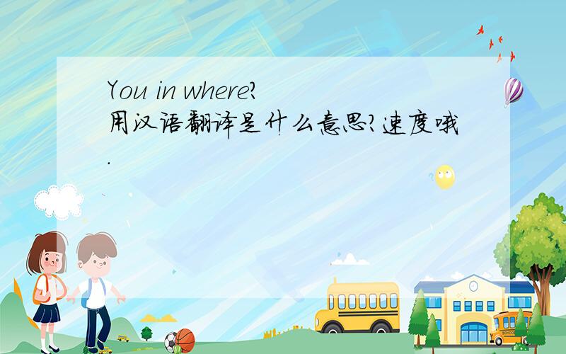 You in where? 用汉语翻译是什么意思?速度哦.