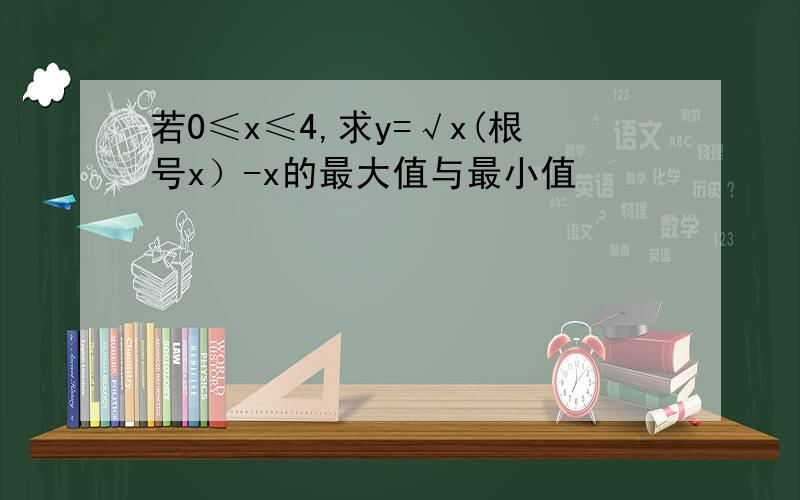 若0≤x≤4,求y=√x(根号x）-x的最大值与最小值