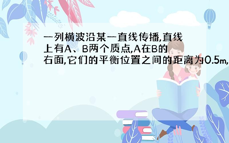 一列横波沿某一直线传播,直线上有A、B两个质点,A在B的右面,它们的平衡位置之间的距离为0.5m,