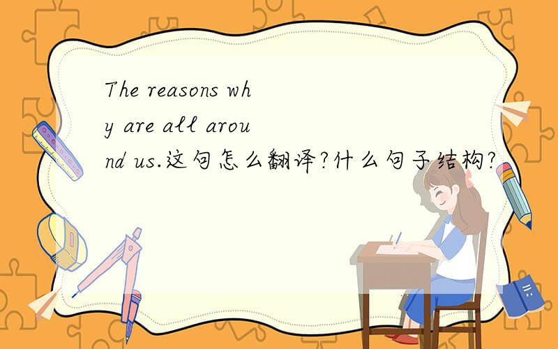 The reasons why are all around us.这句怎么翻译?什么句子结构?