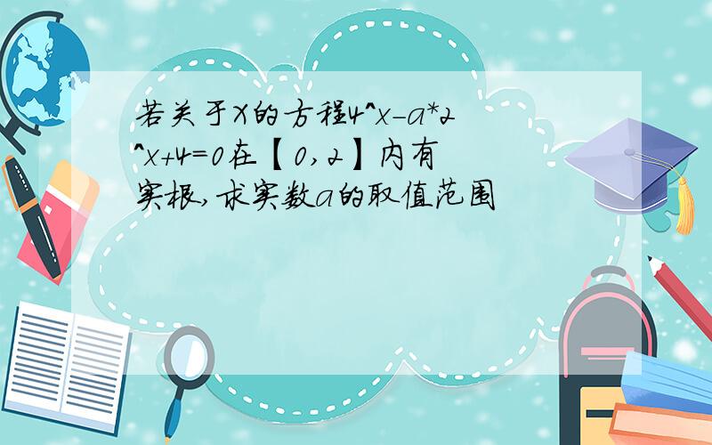 若关于X的方程4^x-a*2^x+4=0在【0,2】内有实根,求实数a的取值范围