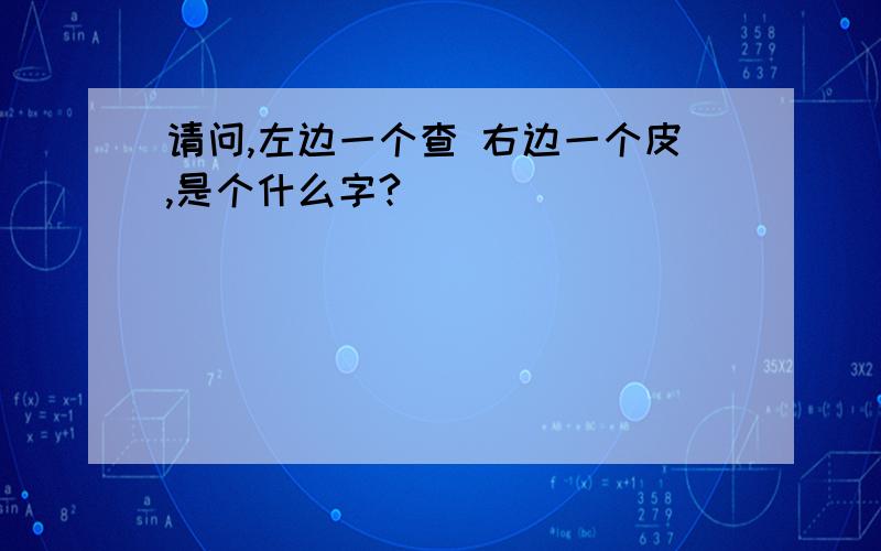 请问,左边一个查 右边一个皮,是个什么字?