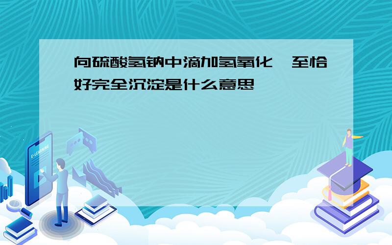 向硫酸氢钠中滴加氢氧化钡至恰好完全沉淀是什么意思