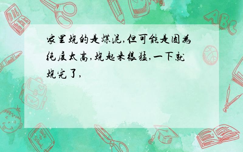 家里烧的是煤泥,但可能是因为纯度太高,烧起来很猛,一下就烧完了,