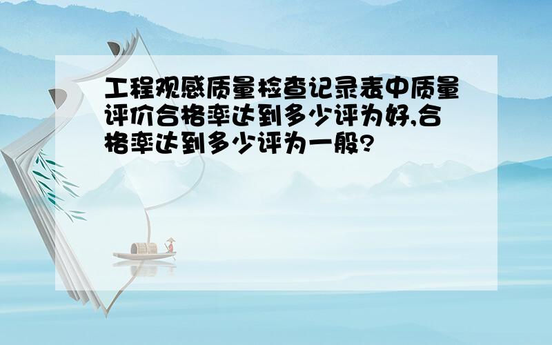 工程观感质量检查记录表中质量评价合格率达到多少评为好,合格率达到多少评为一般?