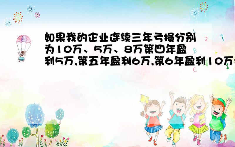 如果我的企业连续三年亏损分别为10万、5万、8万第四年盈利5万,第五年盈利6万,第6年盈利10万我怎么弥补亏