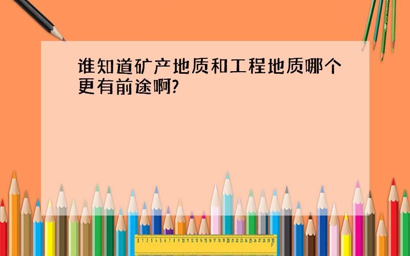 谁知道矿产地质和工程地质哪个更有前途啊?