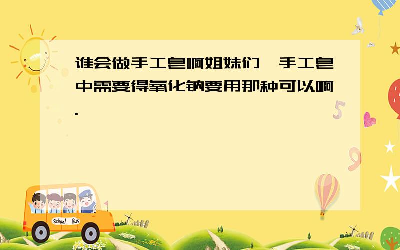 谁会做手工皂啊姐妹们,手工皂中需要得氧化钠要用那种可以啊.