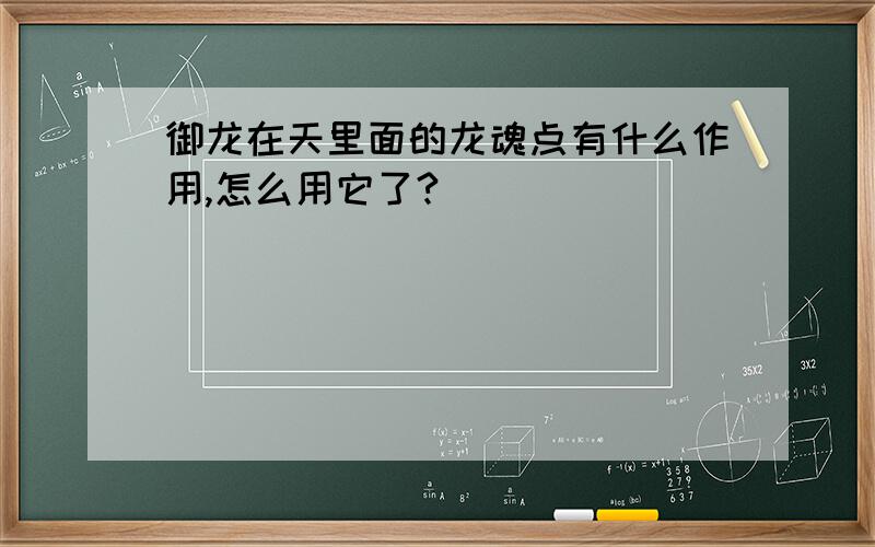 御龙在天里面的龙魂点有什么作用,怎么用它了?