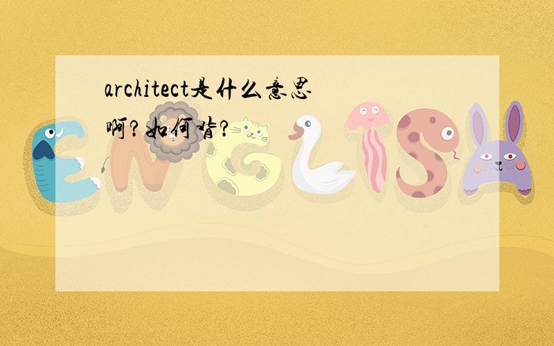 architect是什么意思啊?如何背?