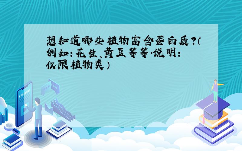 想知道哪些植物富含蛋白质?（例如：花生、黄豆等等.说明：仅限植物类）