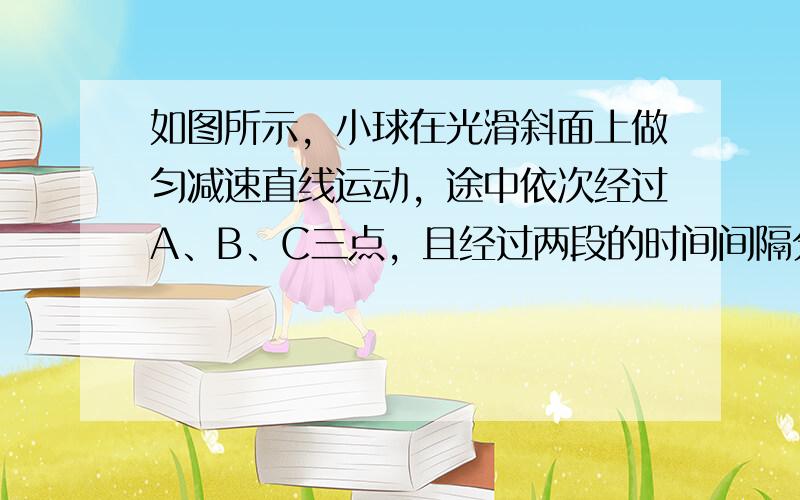 如图所示，小球在光滑斜面上做匀减速直线运动，途中依次经过A、B、C三点，且经过两段的时间间隔分别为tAB=1s，tBC=