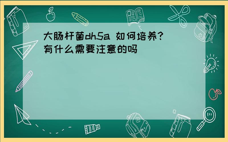 大肠杆菌dh5a 如何培养?有什么需要注意的吗