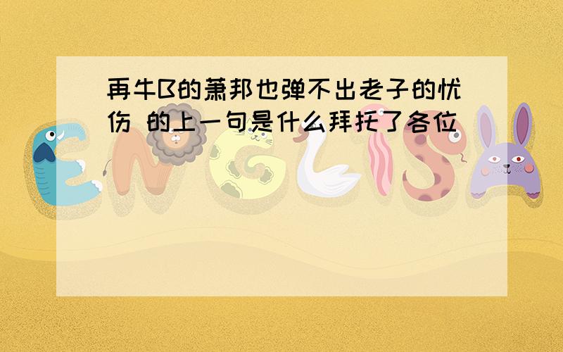 再牛B的萧邦也弹不出老子的忧伤 的上一句是什么拜托了各位